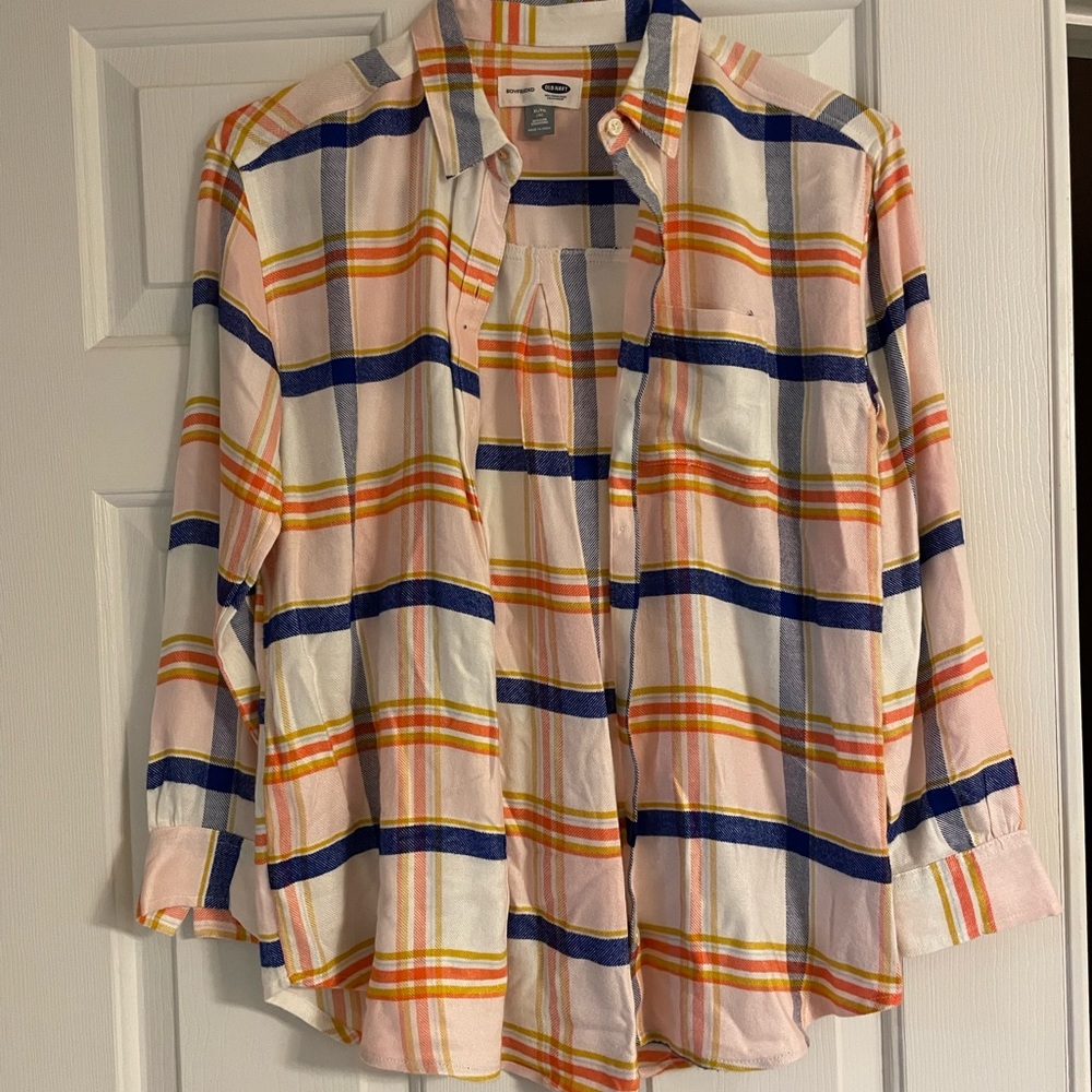 Old navy plaid boyfriend flannel junior size XL